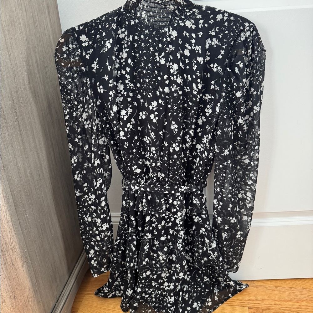 Floral Black and White Dress
